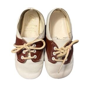 Vintage 50s Baby  Deer Baby Shoes Ideal Baby‎ Shoe Co. USA Brown/White SZ 2 BOX